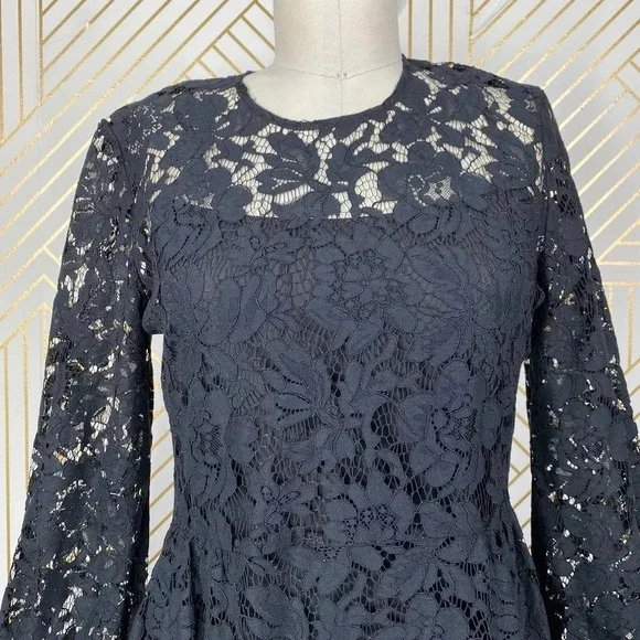 Anthropologie Mare Mare Persephone Dress 3/4 Sleeve Lace Black Size Small Petite - Picture 4 of 12